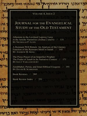 cover image of Journal for the Evangelical Study of the Old Testament, 4.2